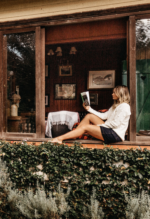 woman reading book