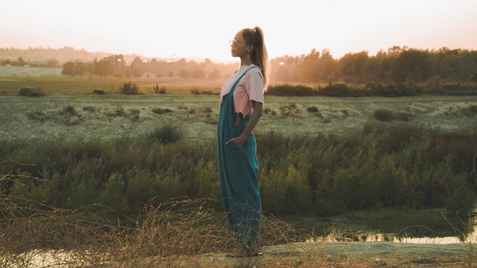 woman standing on a meadow