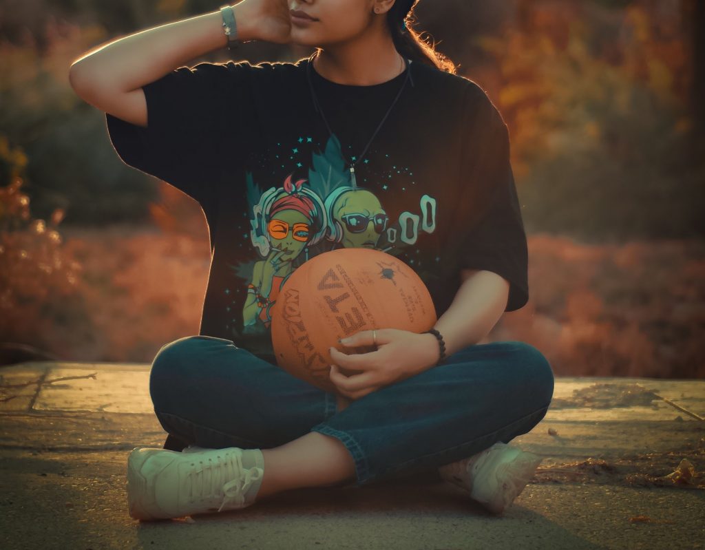 Woman with basketball