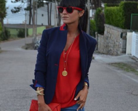 woman wearing red blouse